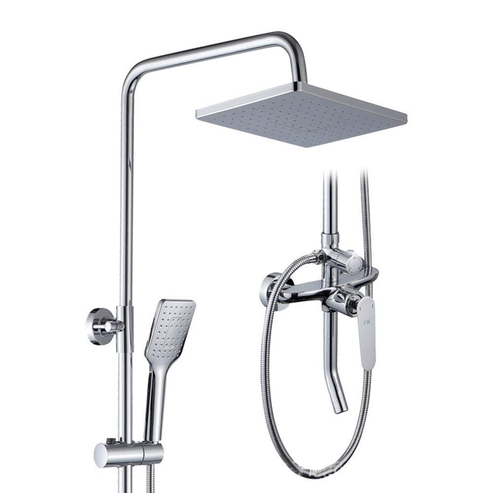 AYCDL Shower Faucet Brass Round Rainfall Shower Head Set Bathroom Hot&Cold Mixer Valve Wall Mounted Shower Faucet