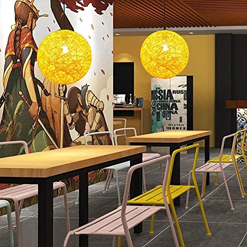 Plafond sphérique rotin avec abat-jour nid chanvre E27