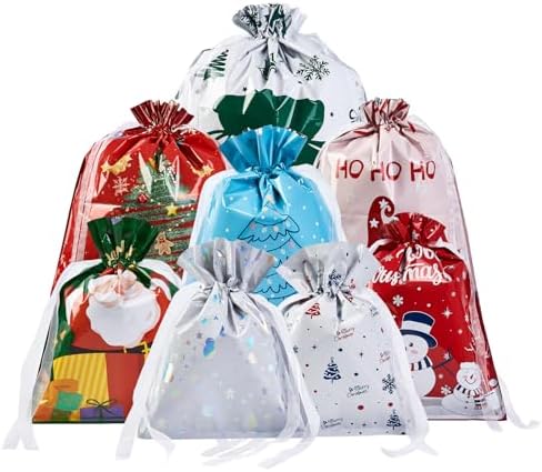 38PCS Christmas Gift Bags, Assorted Sizes Bulk S/M/L, Waterproof Holiday Gift Wrap with Drawstring,Gift Sacks,Gift Wrap Bags,Gift Bags For Presentsgift (38)