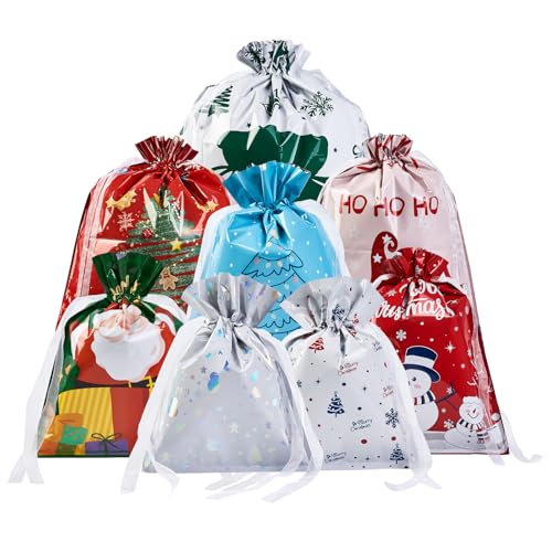 sishunhang 38PCS Christmas Gift Bags, Assorted Sizes Bulk S/M/L, Waterproof Holiday Gift Wrap with Drawstring,Gift Sacks,Gift Wrap Bags,Gift Bags For Presentsgift (38)