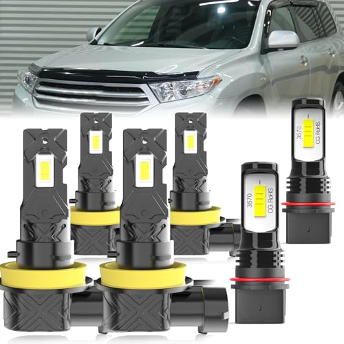 Image of Fit For Toyota Highlander 2011-2013 light Bulbs, High /Low Dual Beam Fog Lights Combo, Plug and Play, 6 PCS