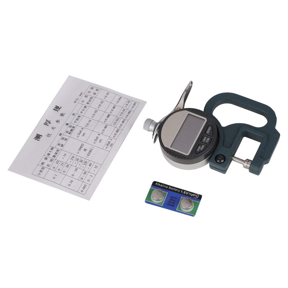 Zunate Misuratore di spessore digitale, Tester per misuratore di spessore elettronico 0-12,7 mm, Micrometro digitale per spessore 0,01 mm per pelle, strumenti di misurazione e progettazione