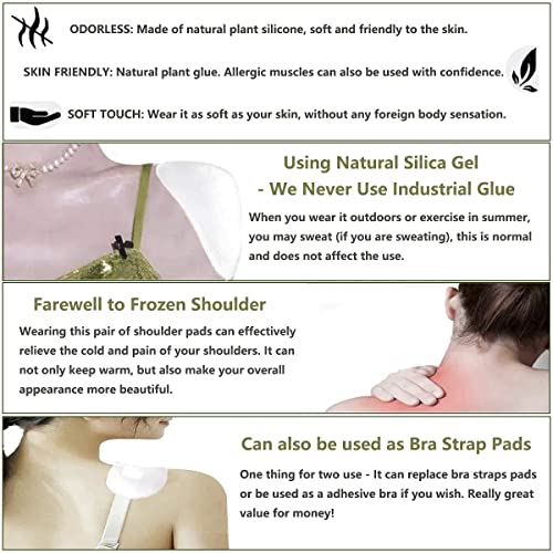 Image of Silicone Shoulder Pads for Womens Clothing, Anti-Slip Shoulder Push-Up Pads Invisible Breathable Enhancer Reusable Mothers Day Gift, 2 Pairs (Transparent)