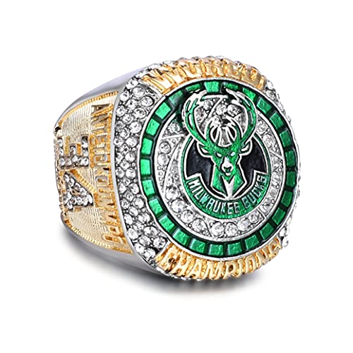 2021 Bucks Championship Ring Replica Basketball Champions Ring with Championship Ring Box for 'Milwaukee Antetokounmpo Fans Gift(Size 9)