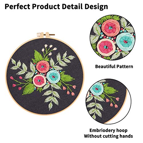 Nuberlic 4 Pack Embroidery Kit For Beginners Cross Stitch Kits Needlepoint Kits For Adults, Include 4 Embroidery Hoops, 4 Embroidery Cloth With Pattern, Color Threads And Needles #TOP3