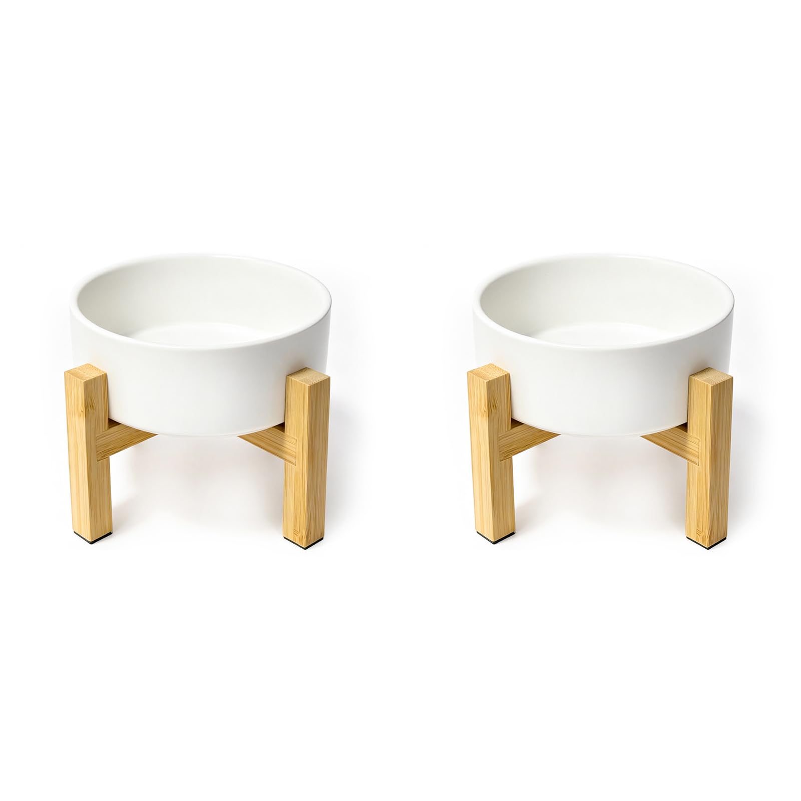 Cuencos elevados de cerámica para gatos – Plato de Comida para gatos con Soporte – Cuencos Dobles elevados para Comida y Agua para gatos antivómitos – Cuenco para Mascotas con Almohadilla de Goma