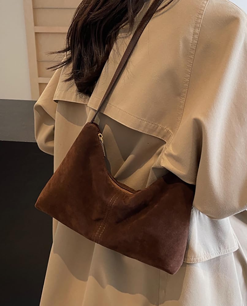 Slouchy Suede Saddle Hobo Bags Women Trendy Satchels Underarm Shoulder Bag Crescent Crossbody Purses Travel Tote Handbag 2025