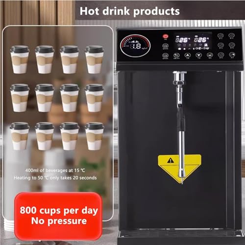 Mousseur à Lait électrique Professionnel à Vapeur - 8 L, mousseur Automatique avec 5 réglages de température, Acier Inoxydable, minuterie, idéal pour Les cafés et,Black