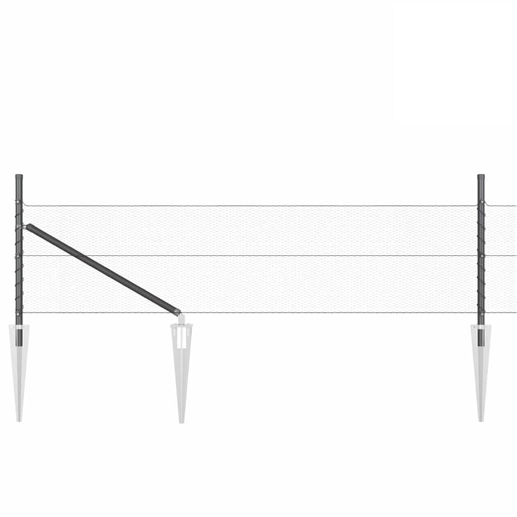 Grey Steel PVC Fence Post Set 100m x 0.4m with 13mm Mesh, Weather Resistant Corrosion Proof Garden Security Barrier for Terrace and Yard Enclosure