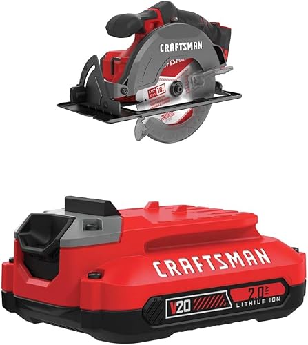 V20 6-1/2-Inch Cordless Circular Saw with Lithium Ion Battery, 2.0-Amp Hour, Charger Sold Separately (CMCS500B & CMCB202)