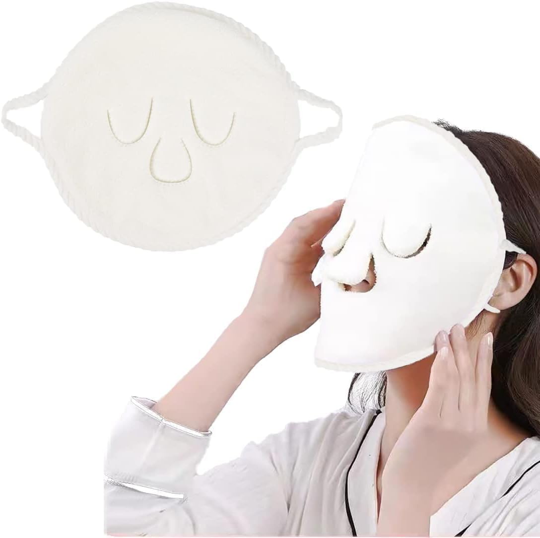 Facial Steamer Towel Mask for Hot & Cold Compress Face Care - Reusable Coral Fleece Face Spa Mask with Ear Loops for Deep Cleansing, Skin Hydration, Pore Care and Home Beauty Routine-image-11