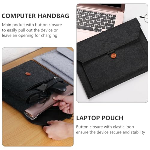 Bolsa protectora para portátil de 13 pulgadas funda fieltro negro con bolsillos 7