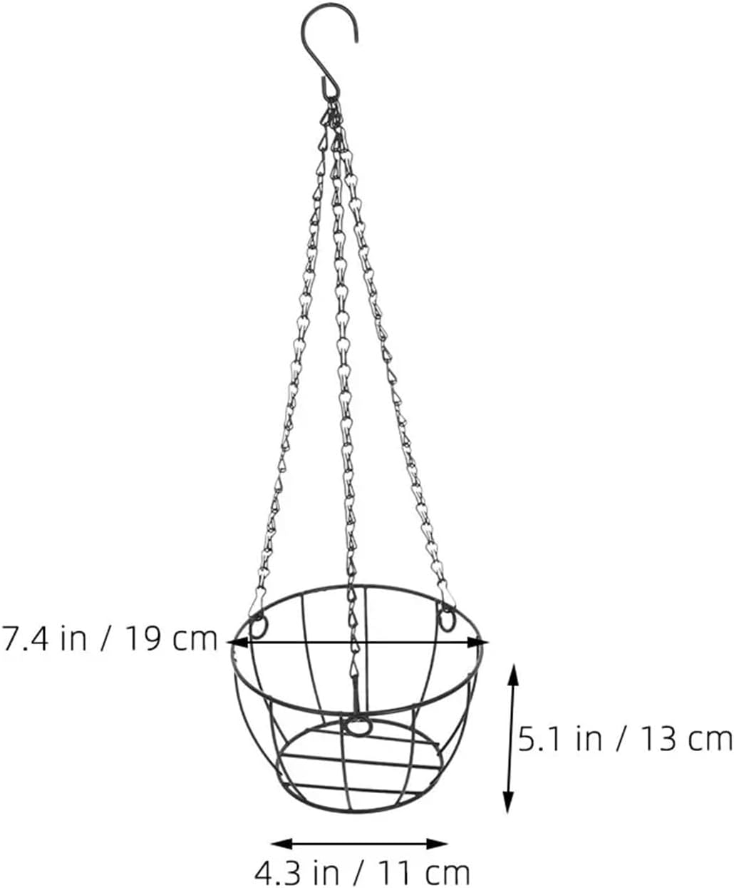 2 pcs Metal Hanging Planter Basket Round Wire Plant Holder with Chain for Indoor Outdoor Garden Balcony Porch Flower Pots Hanger for Planters