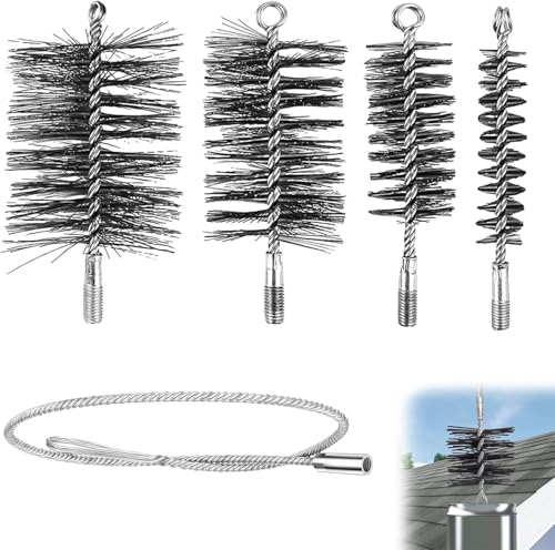 �X�g�[�u�p�C�v�u���V�Z�b�g 4�_�Z�b�g�i30/50/80/150 mm�u���V�A1 m�X�`�[�����C���[�A�v�b�V�����b�h�t���j - �g�F�A�X�g�[�u�p�C�v�A���˃p�C�v�̑|���p���˃u���V (�V���o�[)