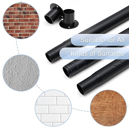 Harrms Shower Curtain Rods Matte Black, Extendable Shower Curtain Pole Heavy Duty 43-242cm, Telescopic Curtain Pole Bathroom Wall Drilling Mount - Image 6