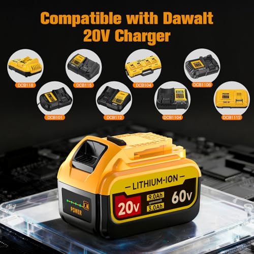 Image of DCB606 DCB609 Replacement for Dewalt 20V /60V 9.0Ah Flex Max Battery,Compatible with 60 Volt Tools High Capacity Lithium baterias with LED Indicator for Cordless,Weed Eater Batteries