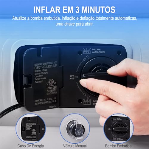 Colchão Inflável de ar Queen Double High com Built in Bomba Dobrável Rápida e Fácil Inflação/Deflaçã