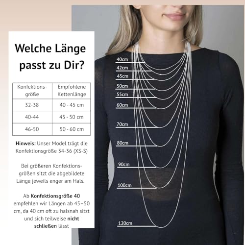 MATERIA Schmuck feine 925 Silber Panzerkette 1mm - Damen Halskette silber in 40-120 cm verfügbar #K32, Länge Halskette:50 cm