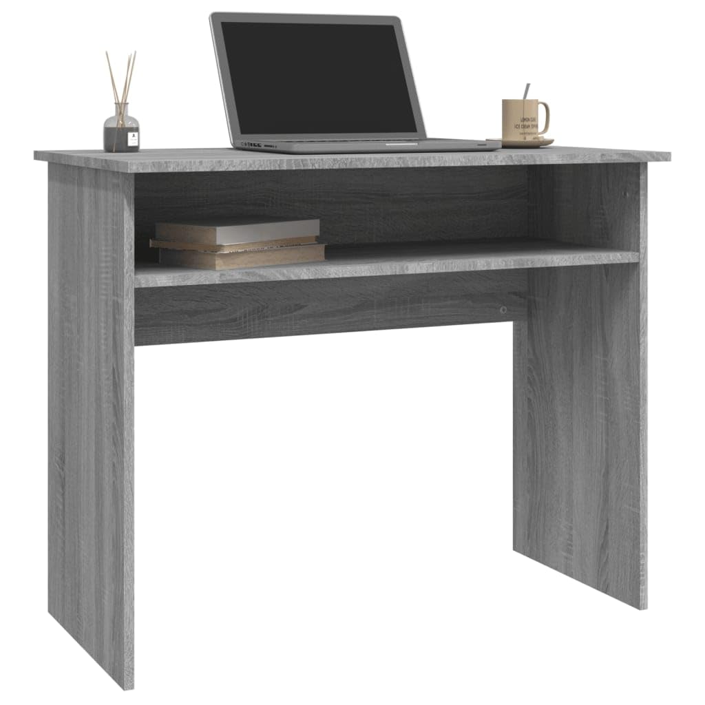 Schreibtisch Grau Sonoma 90x50x74 cm aus Holzwerkstoff Robuster und moderner Computertisch mit Ablagefach für platzsparende Büroorganisation im Home Office Wohnzimmer Jugendzimmer