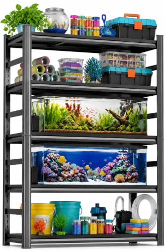 Image of Fish Tank Stand, Aquarium Stand with Storage, Heavy Duty Storage Shelves for 20-30 Gallon Tanks, Adjustable Metal Shelves, Black