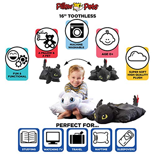 Pillow Pets 01203417L How To Train Your Dragon Toothless Plush - Nbcuniversal 16 Inch Stuffed Animal Toy thumb #1