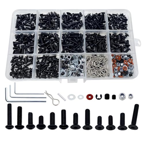 520pcs Universal RC Screw Kit Screws Assortment Set, Hardware Fasteners for Traxxas Redcat Arrma...
