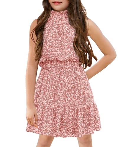 Floral Girls Dresses Age 5-14 Years Kids Summer Outfits Casual Halter Sleeveless Cute Short Sun Dresses