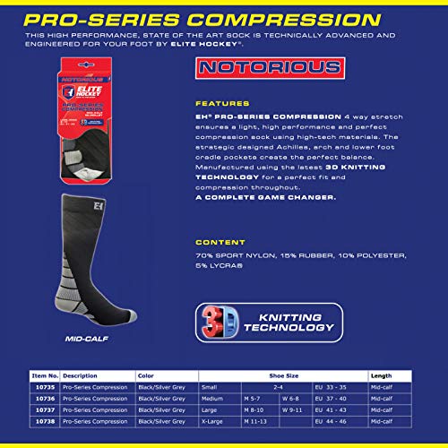 Elite Hockey, Notorious Pro-Series Compression Calf Sock (One Pair)3