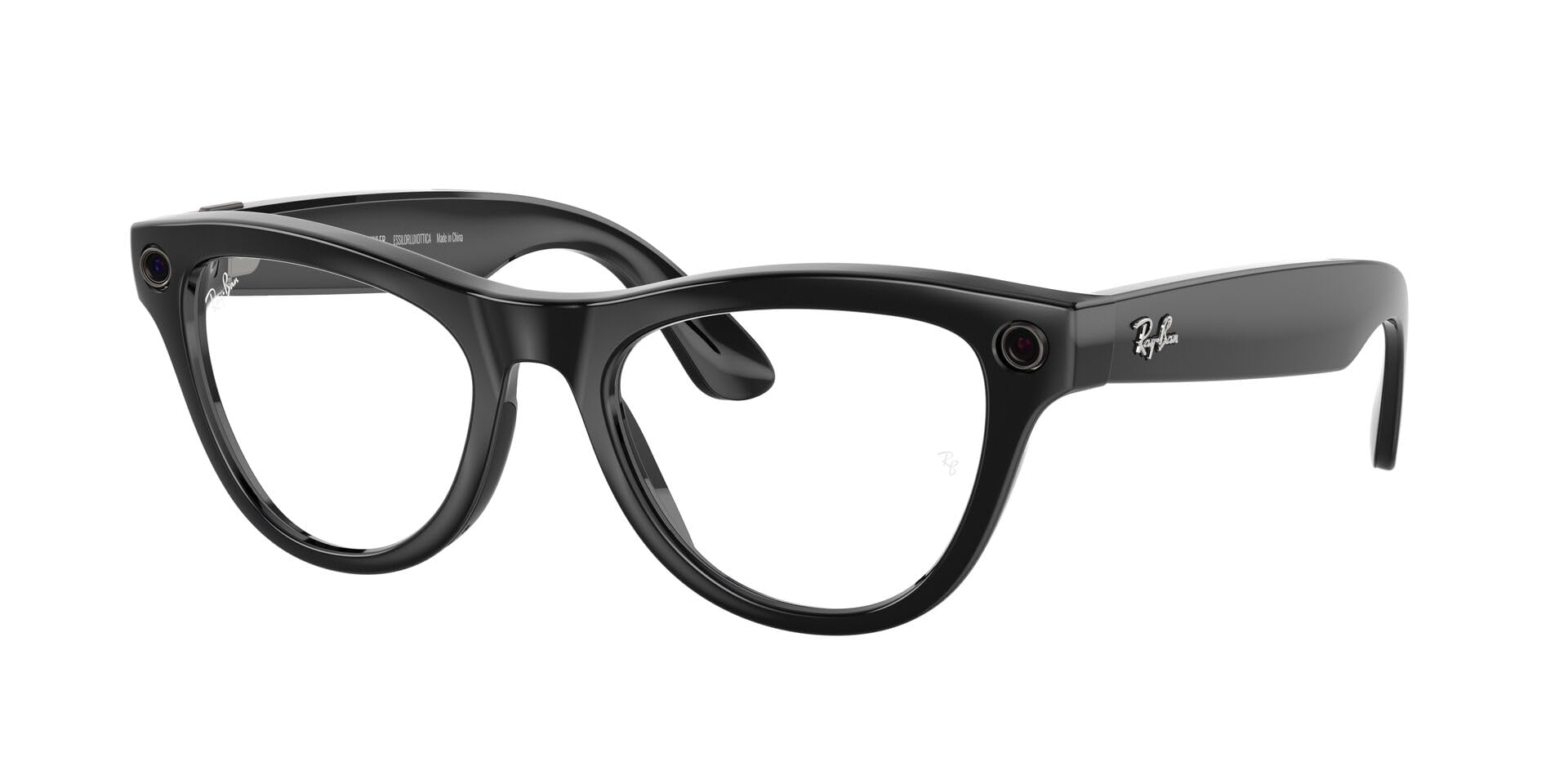 Ray-Ban | Meta Skyler Medium Regular fit for Unisex Clear/Cerulean Blue Lens Shiny Black colour Frame - 0RW4010601/MF52