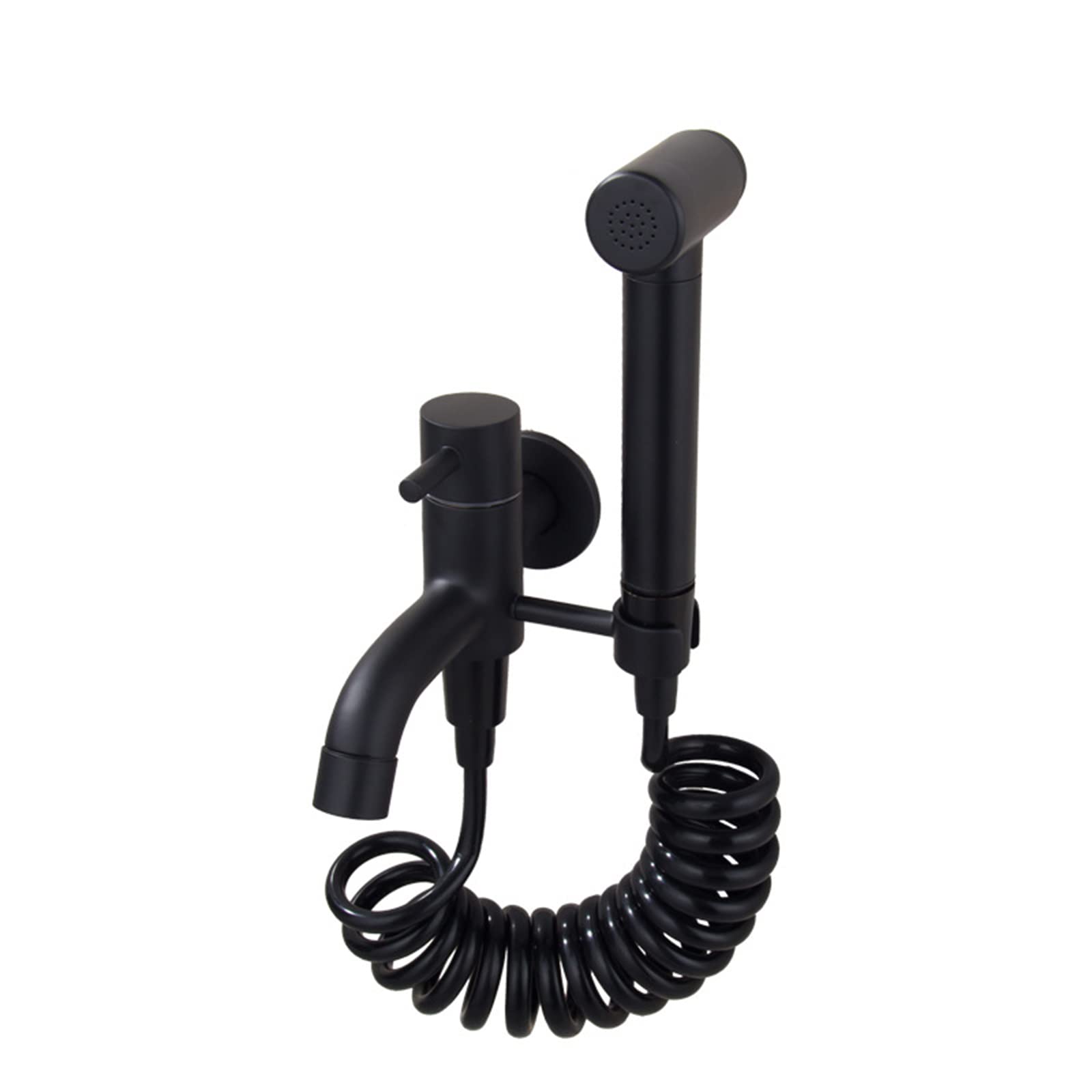 Pulvérisateur de bidet pour toilettes avec tuyau à ressort noir