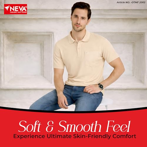 Image of NEVA Men's Regular Fit Half Sleeve Polo Neck T-Shirt with Chest Pocket