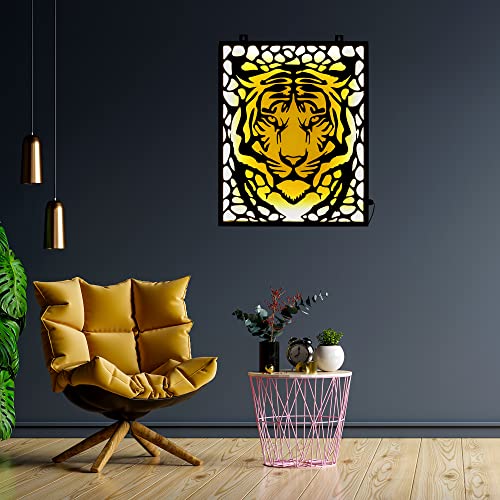 Image of Metsy Metal Tiger Face Wall Hanging | Exquisite Handcrafted Home Decor for a Unique Touch | Durable and Stylish Tiger Wall Art Perfect for Living Room, Bedroom, or Office