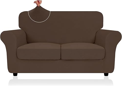 ZNSAYOTX Fundas superelásticas para sofá biplaza de 3 piezas, fundas de sofá a rayas para sofá de 2 cojines, protector de muebles suave, lavable,