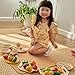 PlanToys® Wooden Assorted Vegetable Set | Montessori Play Food for Toddlers | Includes Tomato, Mushroom, Shallot, Bell Pepper & Cucumber with Tray & Knife | Eco-Friendly Pretend Cooking & Roleplay Toy