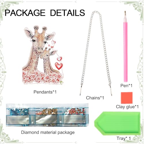 Image of AiYuanzsh DIY Acrylic Diamond Painting Hanging Kits, Love Giraffes Special Shape Diamond Rhinestone Round Diamond Art Hanging, Window Decorations Home Garden Wall Hangings Valentine's Day Gifts