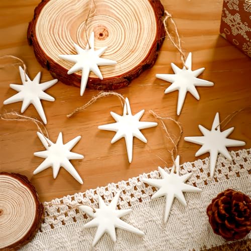 Image of Suncalla 12 Pcs Christmas Bethlehem Star Ornament 1.97 x 3.15 Inch