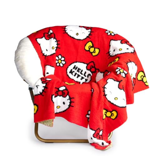 Image of Jay Franco Feather Knit Blanket - 50 inch x 60 inch Inch Soft & Cozy Plush Throw for Bedroom & Couch Decor, Official Licensed Product, Red - Hello Kitty
