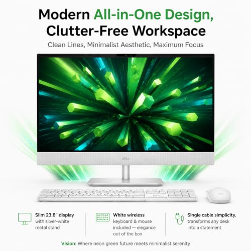 Image of Dell 24 All-in-One Desktop Computer 2026, Intel Core Ultra 7 355, 23.8 inch Anti-Glare FHD (1920x1080) Touchscreen, 32 GB DDR5-5600MT /s, 1 TB SSD, Copilot+ PC, Wi-Fi 7, Bluetooth 6.0, Windows 11 Pro