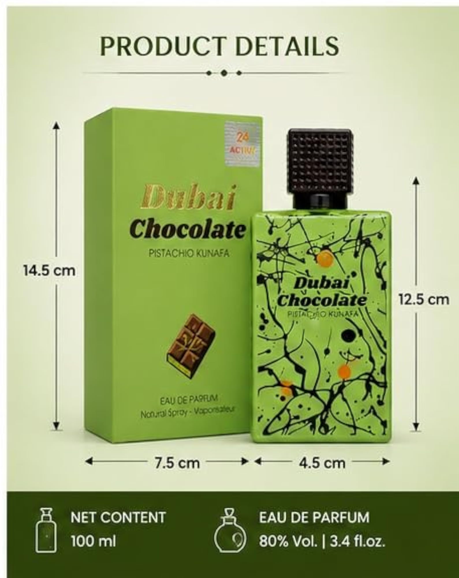 Dubai Chocolate Pistachio Kunafa Eau De Parfum, 100ml