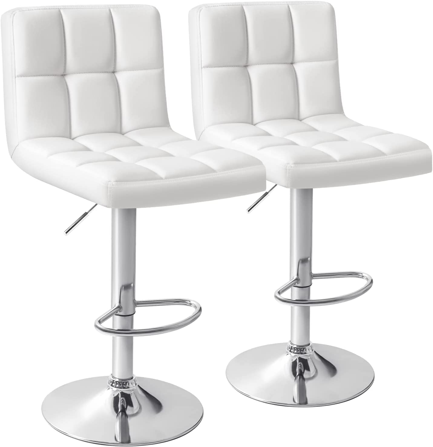 Mahmayi Renewed Ultimate C8541 Bar Stool - Set of 2, Elegant White Finish, Modern Kitchen Counter Seating, Stylish High Chairs for Home, Furniture for Contemporary Living Spaces