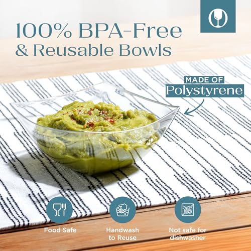4 Pack Disposable Clear Plastic Party Bowls, Square Serving Bowls 8oz by Posh Setting - Used condition - Image 6