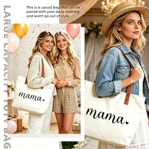 Skdgih Mama Canvas Tote Bag for New Mom Gifts, Work & Travel Everyday Tote Bag for Daily Essentials — view 5