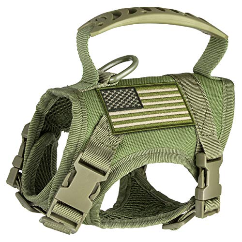 IronSeals Tactical Nylon Adjustable Dog Vest Harness Comfy Mesh Padding Puppy Vest with Quick-Release Buckle and Rubber Handle for Small Dog/Big Cat