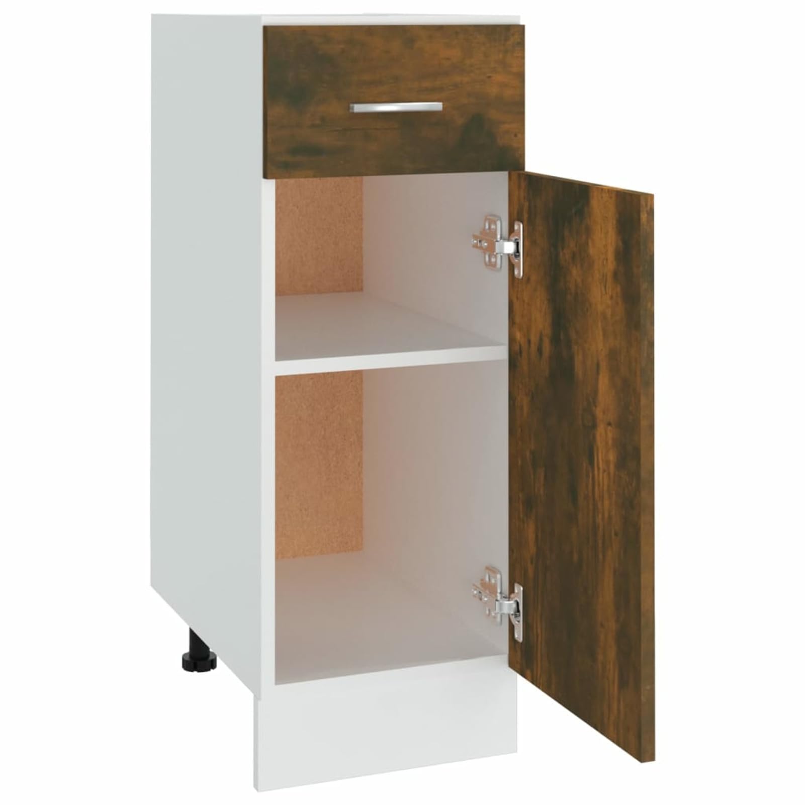 Homgoday Armario inferior de cajón de roble ahumado, 30 x 46 x 81,5 cm, madera de ingeniería, armario de cocina, armario lateral de almacenamiento, mueble de comedor, equipo de cocina, armario de
