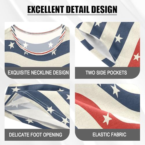 senya Short Sleeve Pajamas Sets Summer Cotton Sleepwear Stripes American Flag4