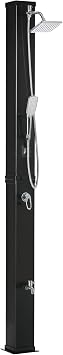 Outsunny 10.6 Gallons Solar Heated Shower with 360 Rotating Rainfall, Handheld Shower Head, Temperature Adjustment & Foot Shower, 2-Section Outdoor Shower for Backyard Poolside Beach Pool Spa, 7ft