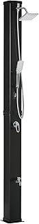 Outsunny 10.6 Gallons Solar Heated Shower with 360 Rotating Rainfall, Handheld Shower Head, Temperature Adjustment & Foot Shower, 2-Section Outdoor Shower for Backyard Poolside Beach Pool Spa, 7ft