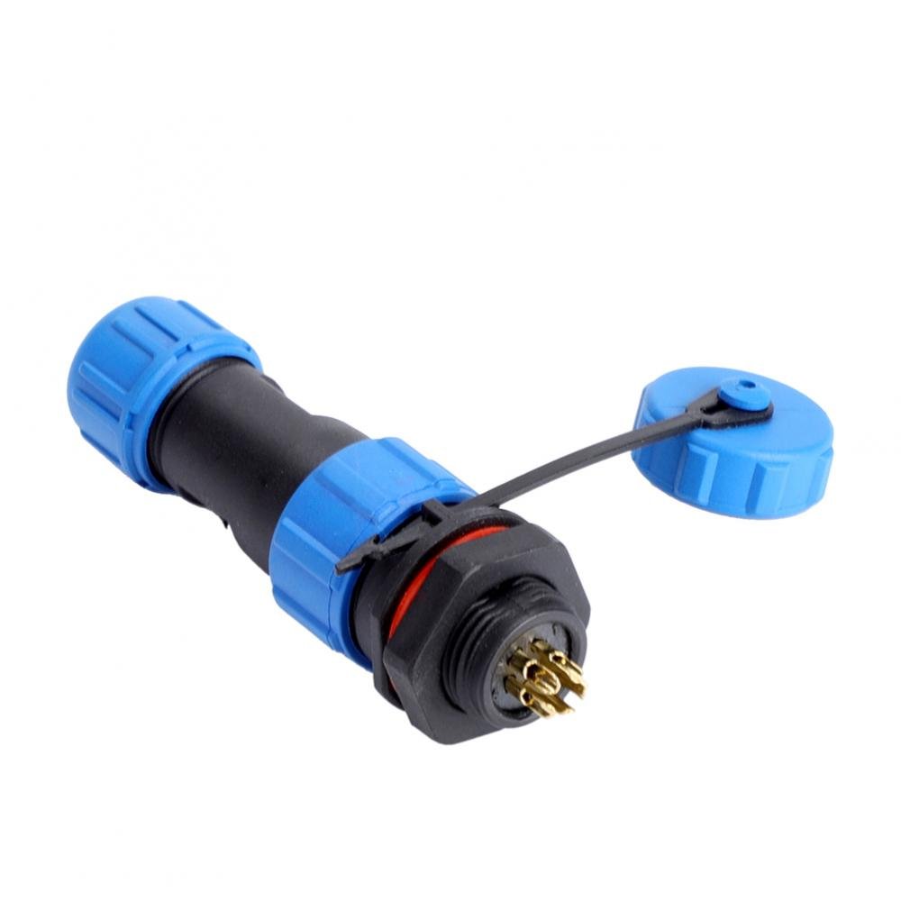 IP67 sp13 Waterproof Plastic Plug + Panel Socket 2/3/4/5/6/7/9 Pin (5pin), Electrical Accessories, Blue - Image 2