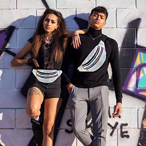 Heuptas modieuze waterdichte heuptas metallic heuptas voor vrouwen en mannen party festival sport outdoor reizen, zilver - Image 5