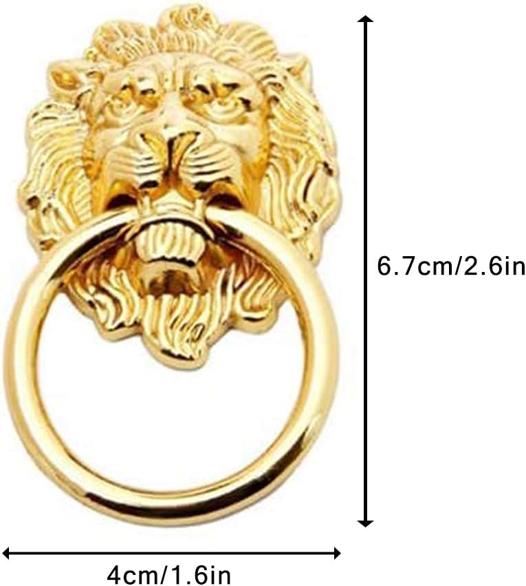 Lion Head Drawer Handles, 8 Pieces Antique Lions Head Knob Handle, Metal Pull Ring Lions Head, Lions Head Knob Handle - Image 4